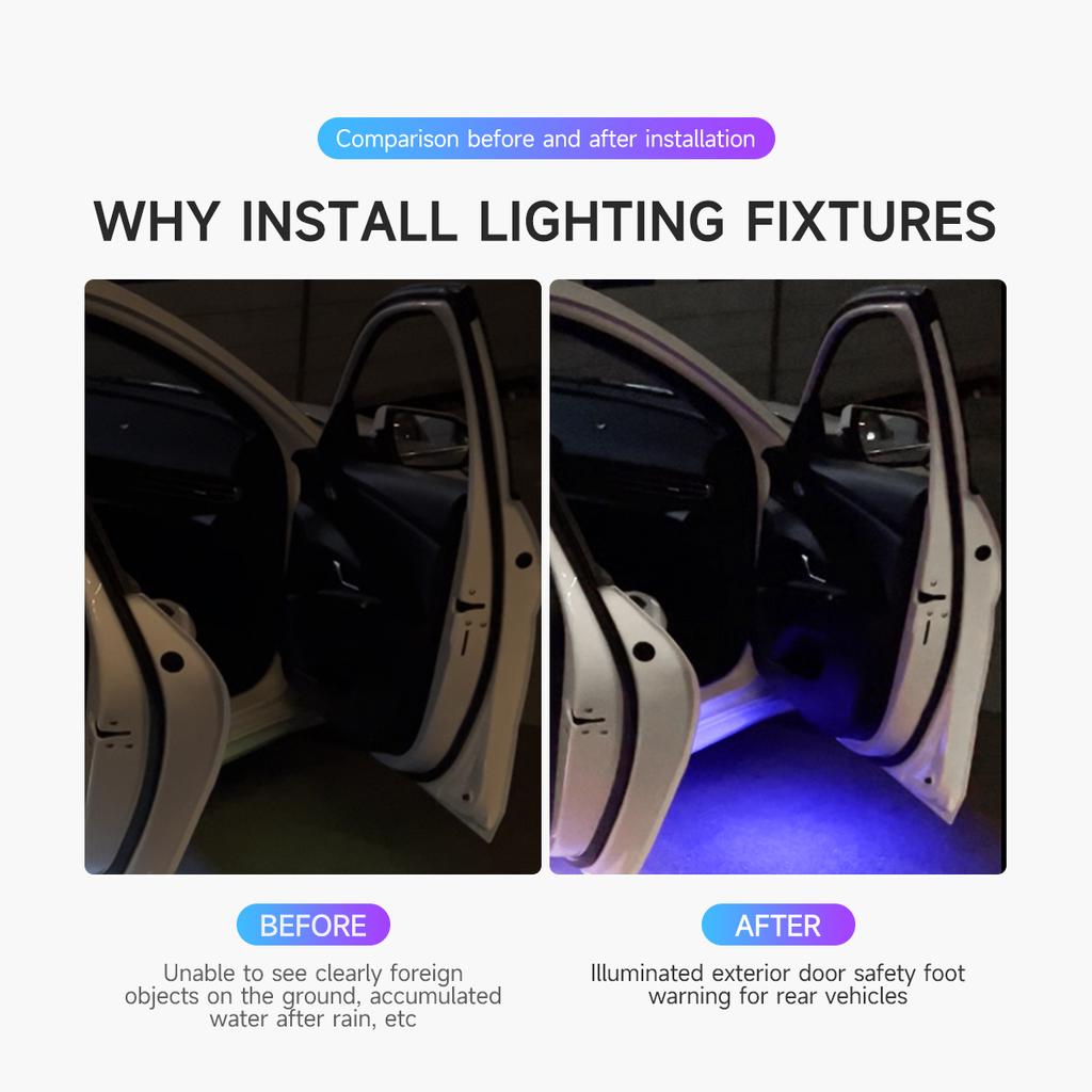 2pcs Car Door Lights LED Welcome Light Magnetic Control USB Charging Auto Open Door Safe Anti-collision Emergency Signal Lamp