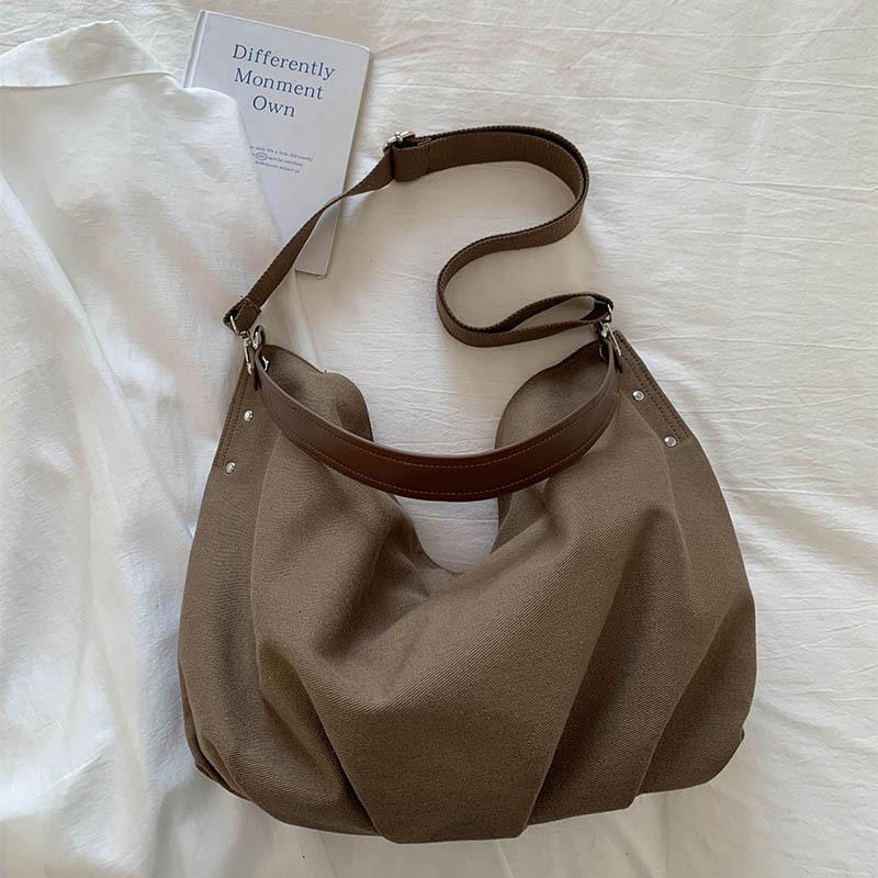 Up To Capacity High-value Canvas Bag Women's New Relaxed Commuter Tote Bag Lazy Wind Single Shoulder Crossbody