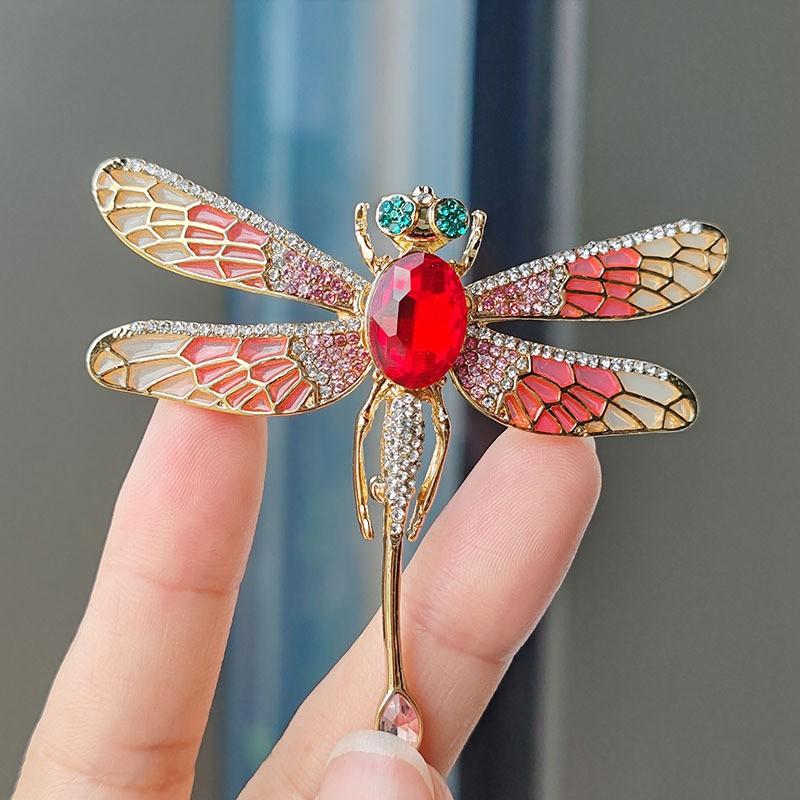 Vintage Rhinestone Dragonfly Brooches For Women Luxury Animal Insects Brooch Pins Clothes Suit Party Accessories Jewelry Gifts