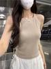 Real Shot, Summer New French Hollow Knitted Sling Vest Women's Backless Slim-fitting Age-reducing Sleeveless Top