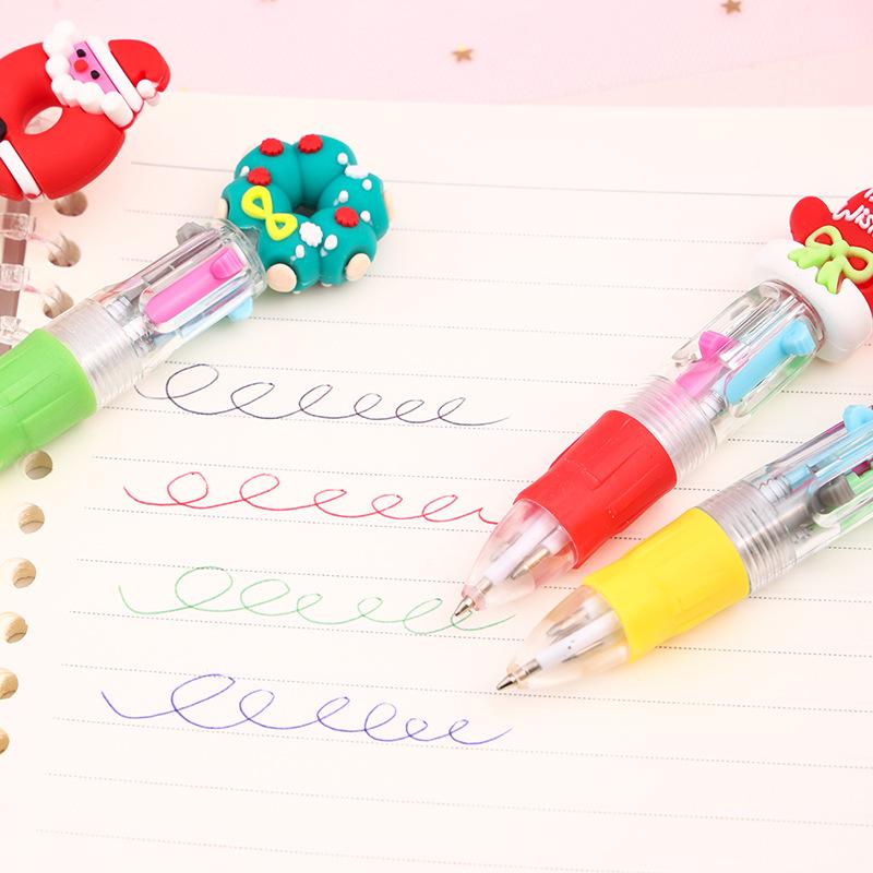 36PCS Mini 4Color Ballpoint Pen Gifts Christmas Elk Santa Snowman Pen Xmas Christmas Party New Year Guest Gifts Bag Fillers Student Prize Gift Writing