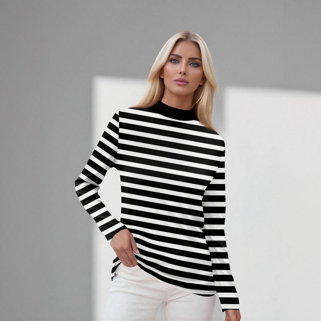 Women's Daily Casual Long Sleeve Mid Collar Top