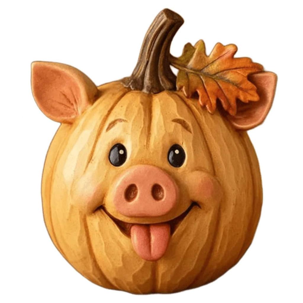 1Pc Funny Farm Animals Statue Farmhouse Pumpkin Figurines Pumpkin Table Ornaments for Autumn Halloween Thanksgiving Home Indoor