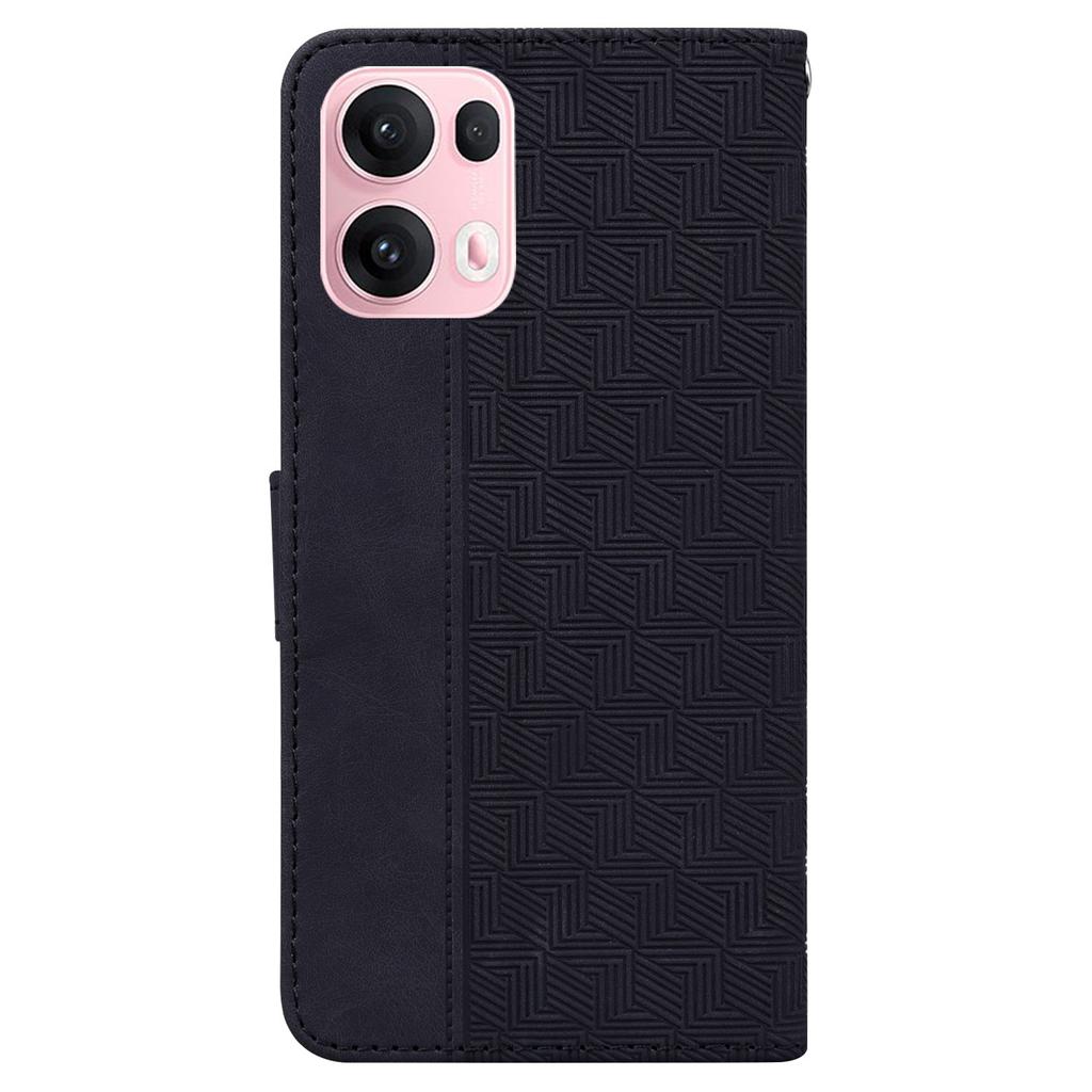 For Oppo Reno13 Pro 5G Case Geometry Pattern Leather Wallet Phone Cover with Wrist Strap