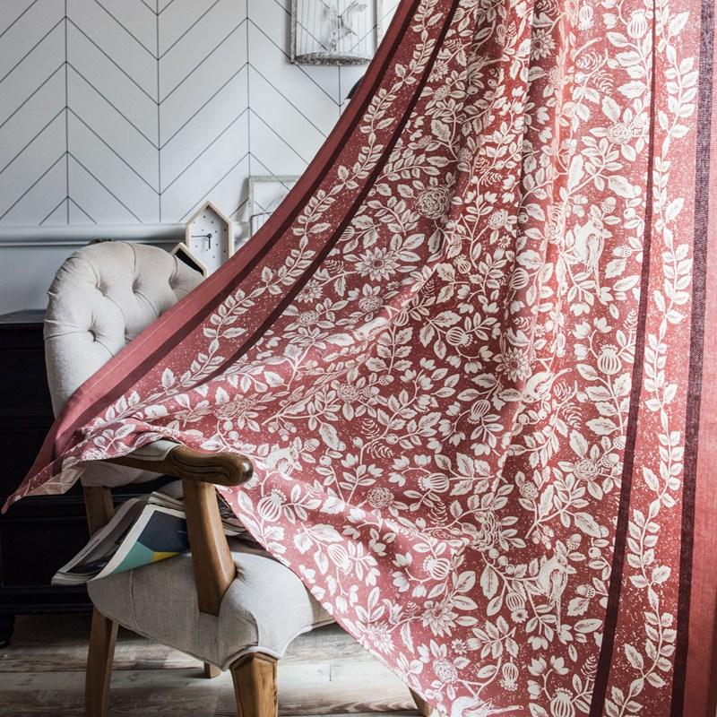 American Style Rural Floral Cotton Linen Window Curtain Blackout Valance Living Room Bedroom Drape Home Life Decor Curtains