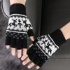 Damen Halbfinger Wollhandschuhe - Rentierdesign für Herbst/Winter, Ideal für Büro, Schreiben oder Weihnachtsfeiern