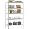 5-Tier Kitchen Shelf Adjustable On 13 Different Heights, In Stainless Steel, 91x40x139 Cm, Silver