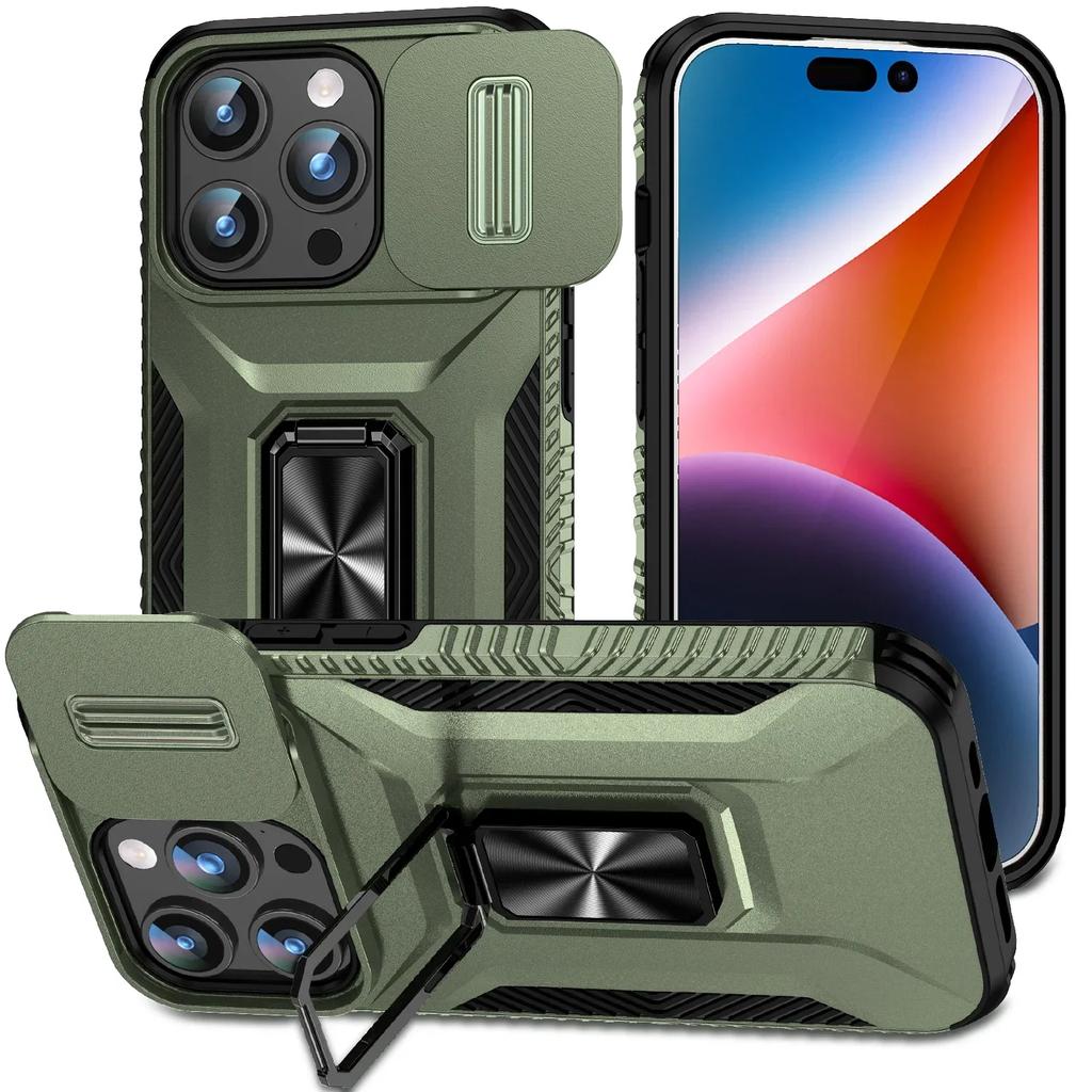 Coque Hybride Robuste Armor pour IPhone 16 Pro Max 15 11 12 13 14 Xs XR 8 7 Plus SE 2022 Fenêtre Coulissante Poussante Coque Otter Boîte Support Housse de Protection