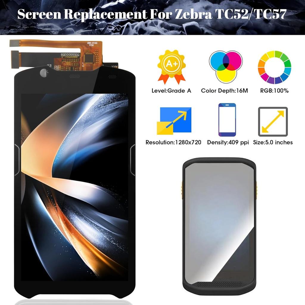 For Zebra TC52 Screen Replacement for Zebra TC57 LCD Digitizer Repair Kits for Zebra TC52/TC57 Touch Screen Display Assembly Replacement TC52X TC520L