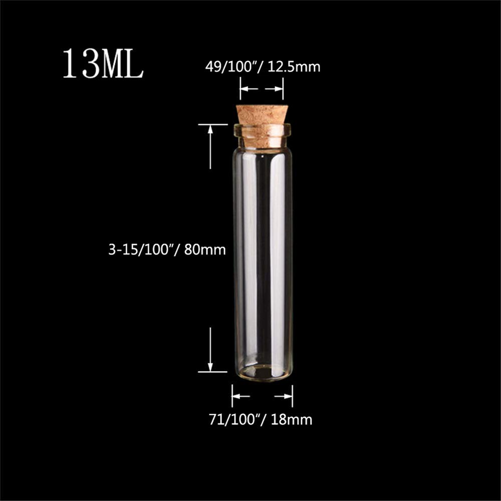 18 X 80 Small Mouth Glass Jar with Cork Capacity Holiday Cute Small Glass Jar Stopper, 13ml, Gift, Decoration,