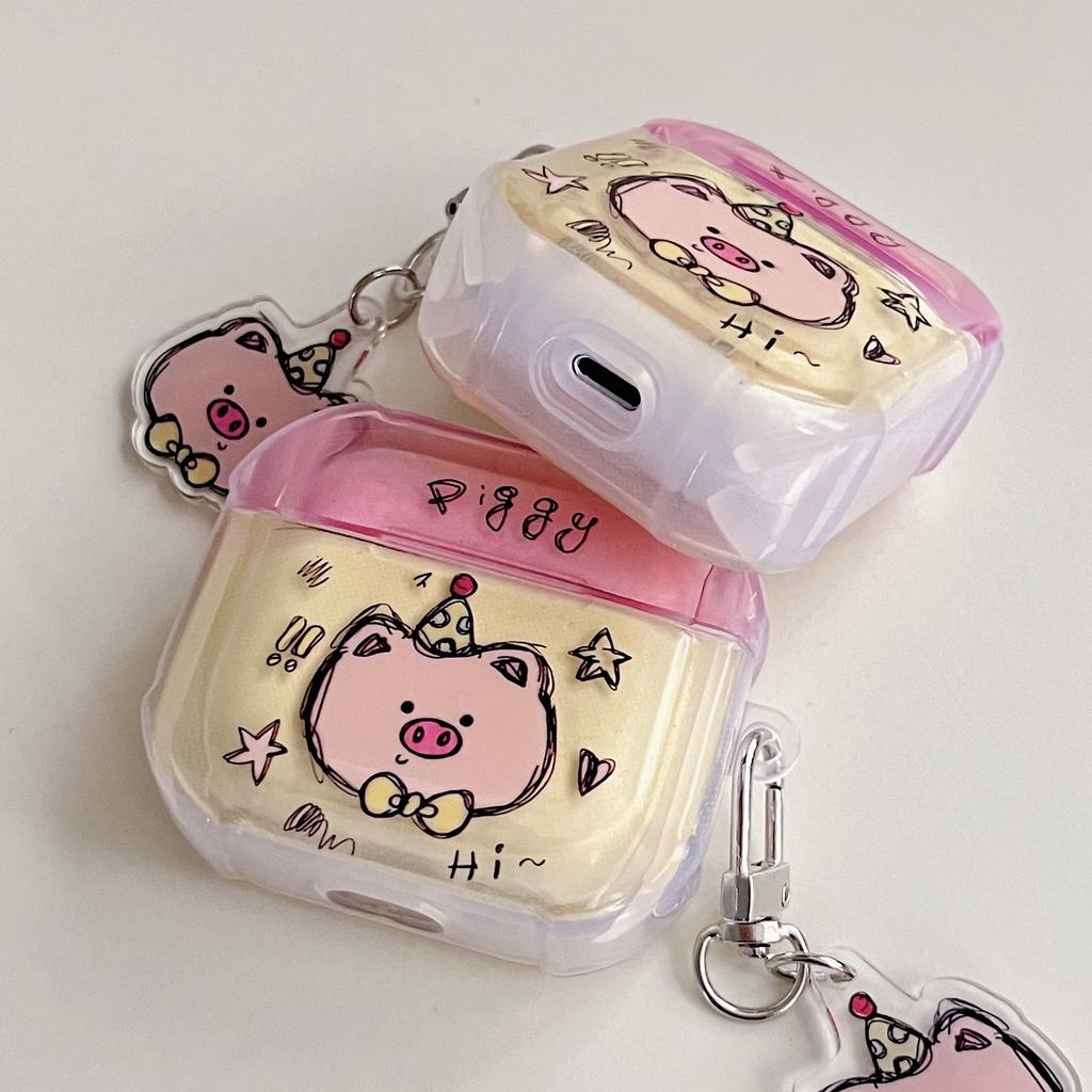 Cute Pink Piggy for AirPods Earphone Case 1/1 Generation Pro1 Protective Case Apple Bluetooth Earphone Case