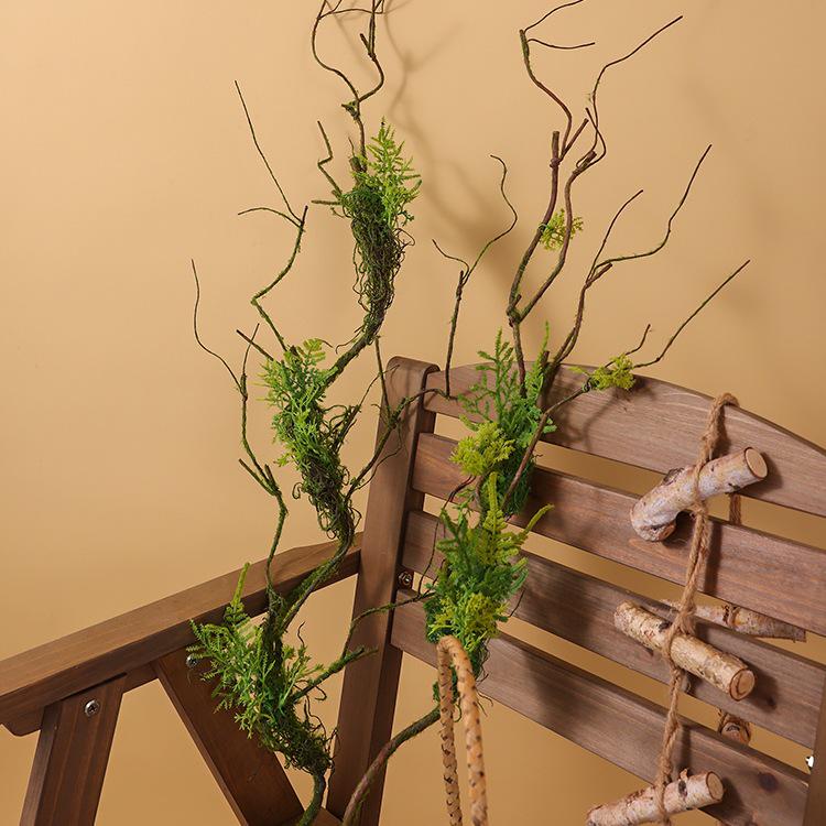 Artificial Rattan Vine Wall Hanging with Moss for Indoor Decoration