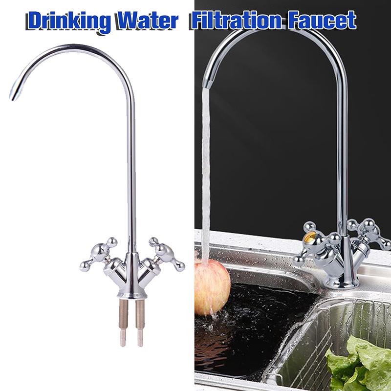 Rotatable Sink Faucet Connect Reverse Osmosis Faucet 1/4 Inch Tainless Steel Kitchen Water Faucet 2Heads Drinking Tool