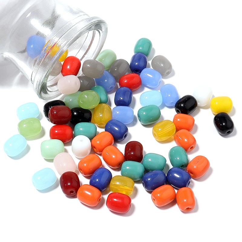 30pcs/lot Solid Oval Cylindrical Glass Beads For Jewelry Making Loose Spacer Beads DIY Bracelet Necklace Accessory