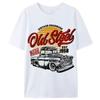 Men's Retro Car T-Shirt Old Steel Pattern Print Shirt Vintage Style Casual Fit Machine Washable Round Neck Ropa Hombre