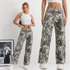 Puffanpop Women's Jeans Camouflage Cargo Pants Straight Wide Leg Jeans High Waisted Casual Jeans