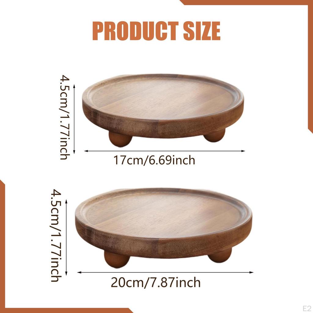 Wood Pedestal Riser Decorative Tray Candle Stand for Kitchen Vanity Home