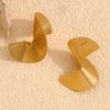 CARLIDANA Gold Plated Geometric Fan-shaped Circle Exaggerated Statement Punk Stainless Steel Twisted Earring Jewelry for Women