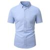 Men's Summer Oxford Cotton High-Quality Solid Color Short-Sleeved Shirt