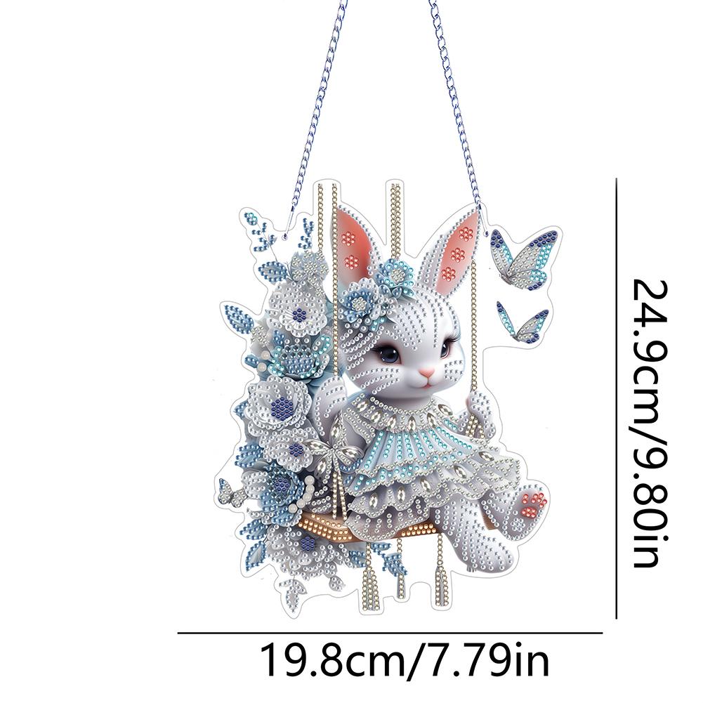 2025 Easter Bunny Diamond Art Hanging Pendant Diamond Painting Home Decor 5D DIY Diamond Painting Dots Pendant for Window Decor