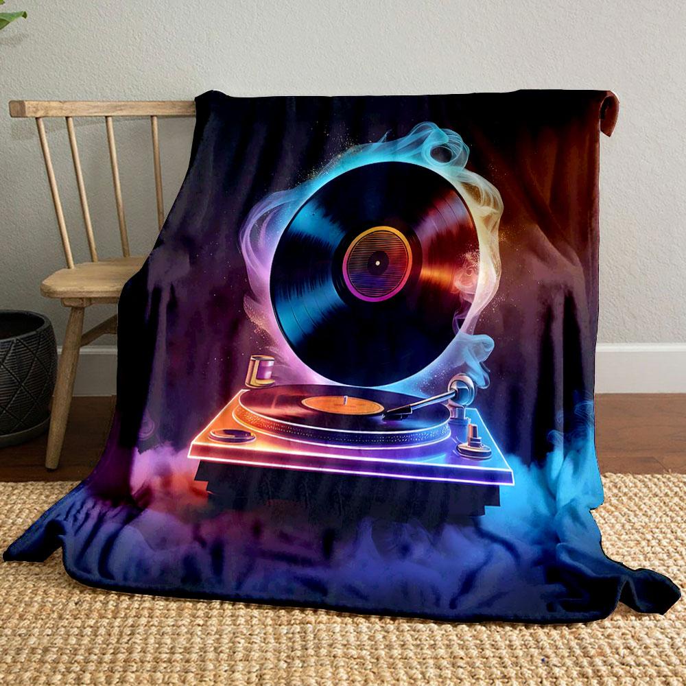 Vinyl Record with Neon Glow print blanket soft and cozy perfect for the living room bed sofa or a nap,gift
