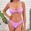 2025 Stylish Backless European-American Solid Color Bikini Set for Women