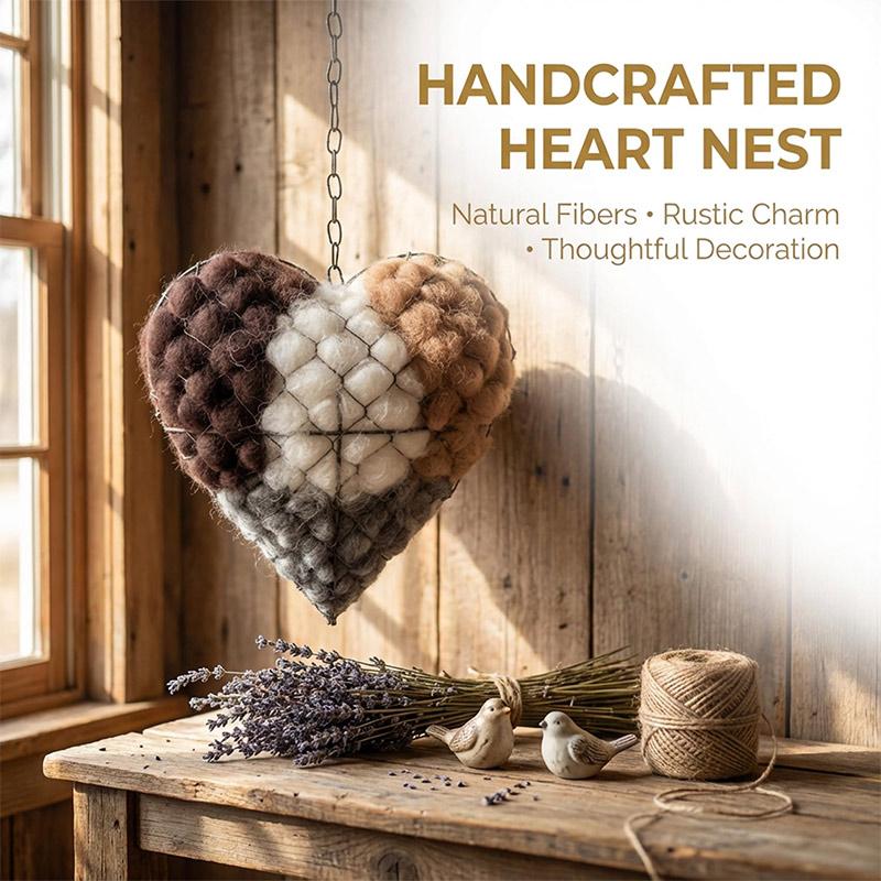 Handmade Fiber Bird Nesting Heart,bird Nesting Heart Outdoor Yard Art Garden Decorations Outdoor Decor Yard & Garden Decors