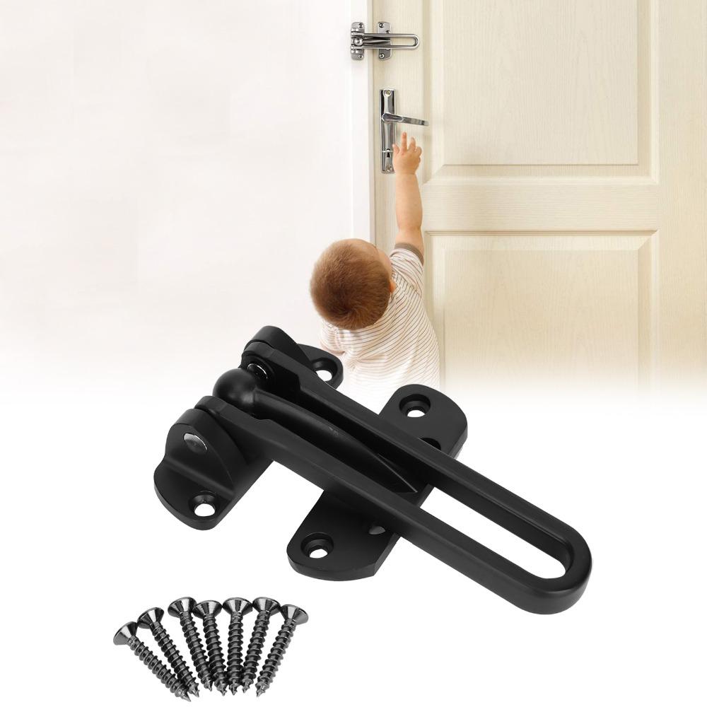 Zinc Alloy Door Security Latch Matte Black Anti-Theft Door Guard Sturdy Swing Bar Door Lock Hotel