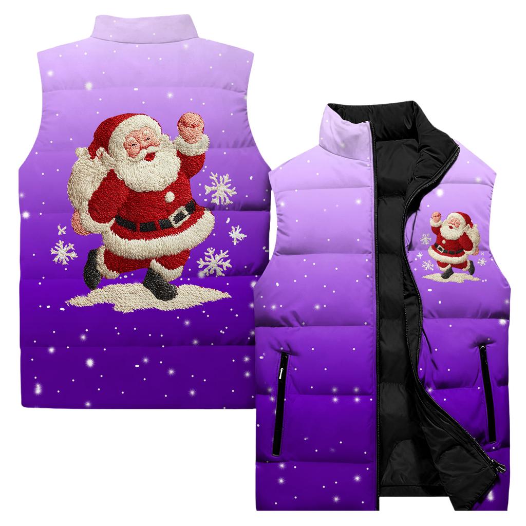 Ladies' Casual And Fashionable Sleeveless Vest Christmas Printed Cotton Jacket