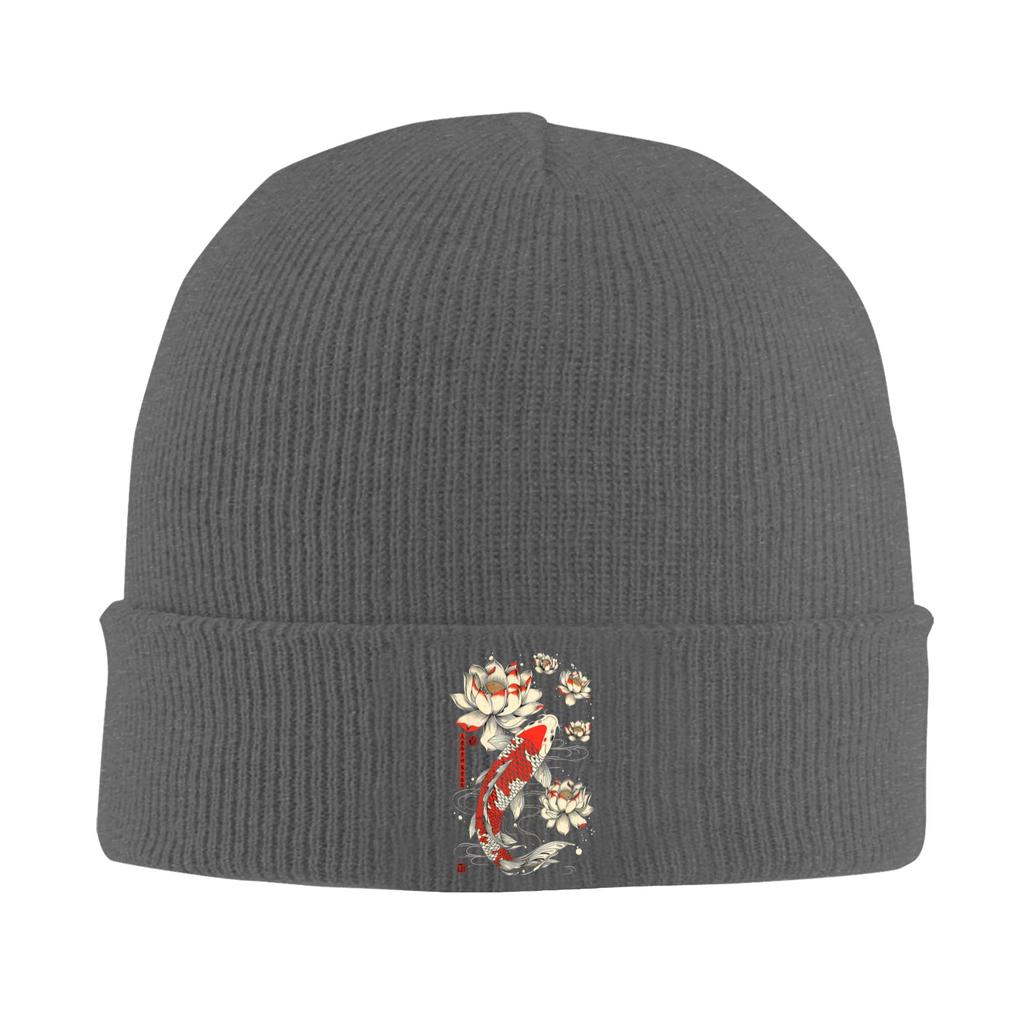 Japanese Koi Fish Lotus Flowers Knitted Caps Womens Unisexs Beanie Winter Hats Warm Caps