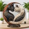 Черно-белая фигурка кошки в китайском стиле, кошка Инь-Ян, искусство, статуэтка из смолы, скульптура, украшение для дома, офиса, настольное украшение