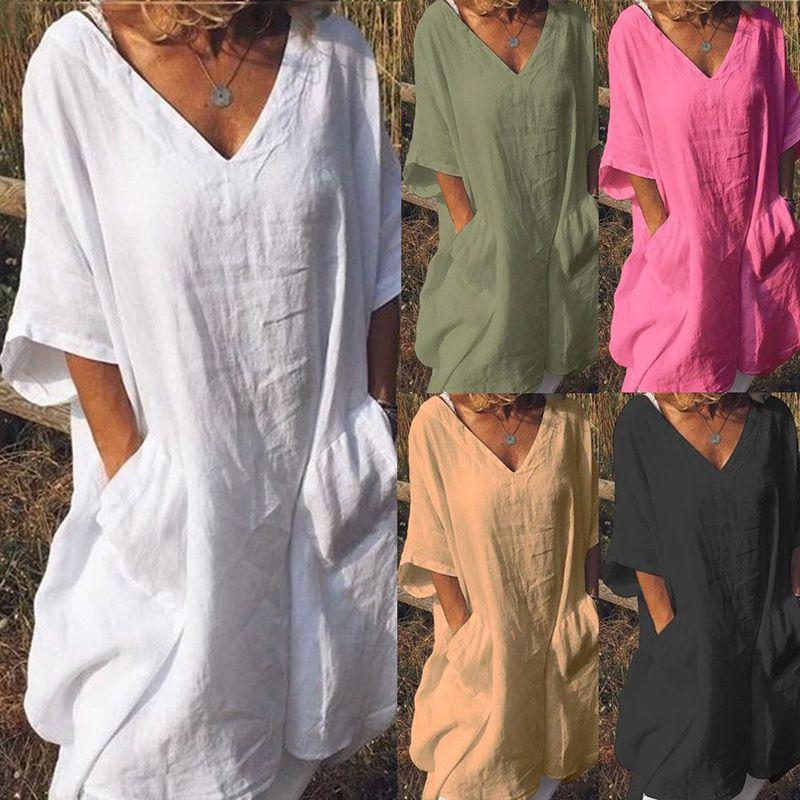 Stylish Women Long Tops Mini Dress Featuring Casual Half Sleeve Boho Design In Plus Sizes