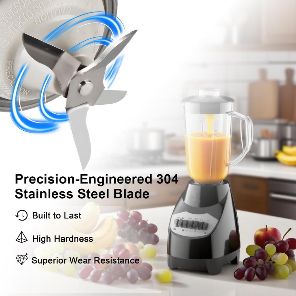 Stainless Steel Blender Blade with Silicone Gasket Compatible with Black and Decker Blenders BL2020S BL2010WP Replace#: 2010BG BL2010BPA