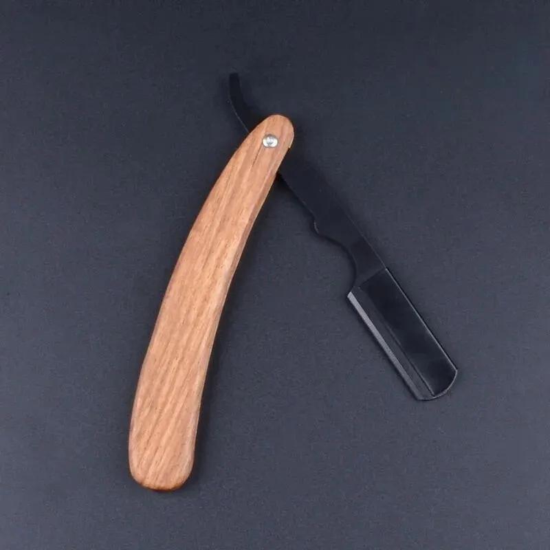 Bartrasierer Rosenholz Klapp Edelstahl Bartrasierer Rasur des Gesichts Tragbarer Klapprasierer für Männer