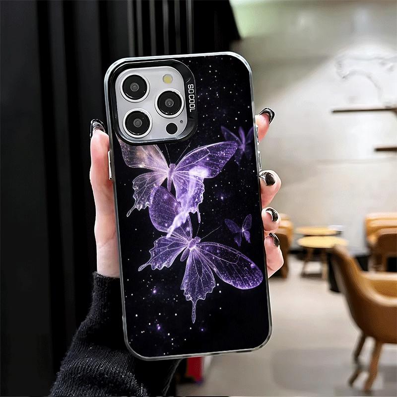 Beautiful Purple Butterfly Soft Phone Case for iPhone 15 16 17 Pro Max 17Air 16E 14 Plus 13 12 Mini Shockproof Cover Back Shell