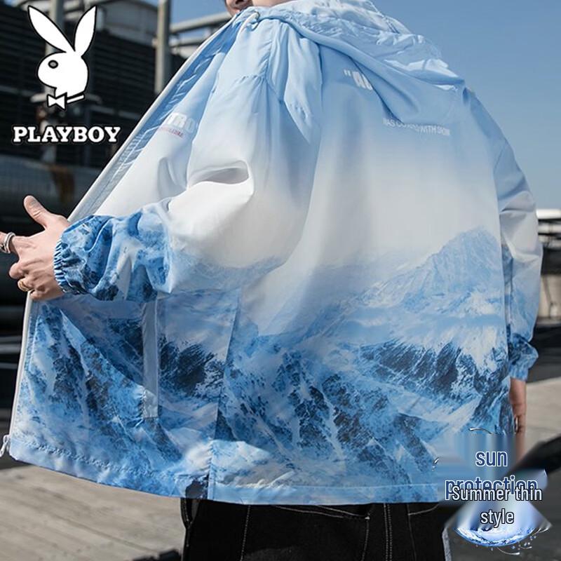 Playboy Men s Lightweight Sun Protection Hooded Jacket L