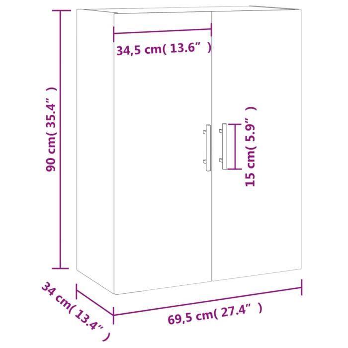 VidaXL Wall Cabinet Sonoma Grey 69.5x34x90 Cm 828450