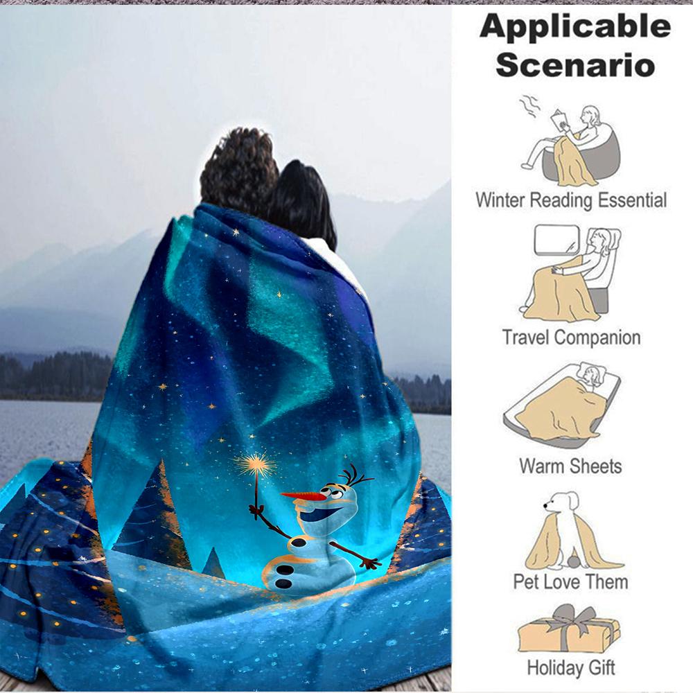 1Pc Snowman Magical Winter Aurora Flannel Fleece Blanket Soft Warm Throw Blanket For Sofa Bed Couch Home Decor Travel Nap Blanket Xmas Gift Q1691