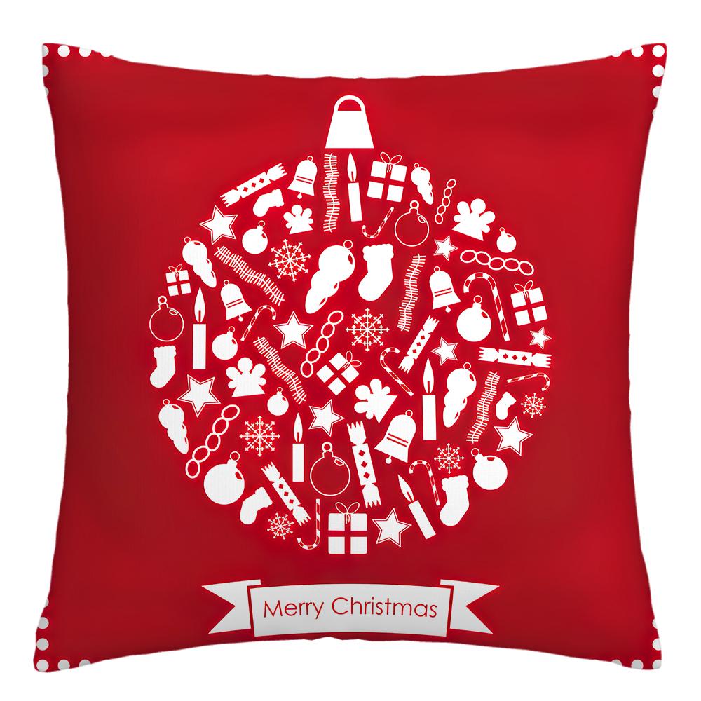 Happy New Year Christmas Decorations Printed Cushion Cover Home Living Room Sofa Decoration Square Pillowcase 45x45cm