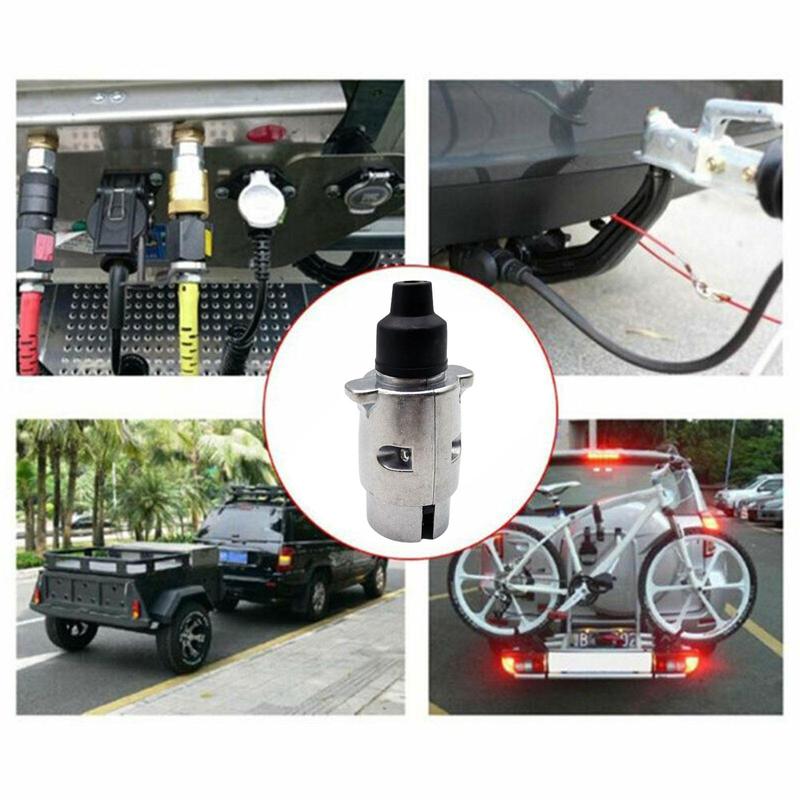 1/2/3pcs 12V 7 Pin Trailer Plug Socket Durable 7 Pin Aluminium Alloy Plug Trailer Truck Towing Electrics 12V Connector EU Plug