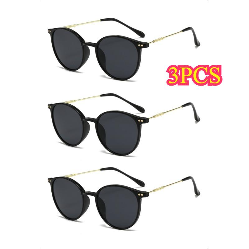 3PCS Women's Round Frame Fashion Glasses with PC Lenses Stylish and Lightweight for Daily Wear