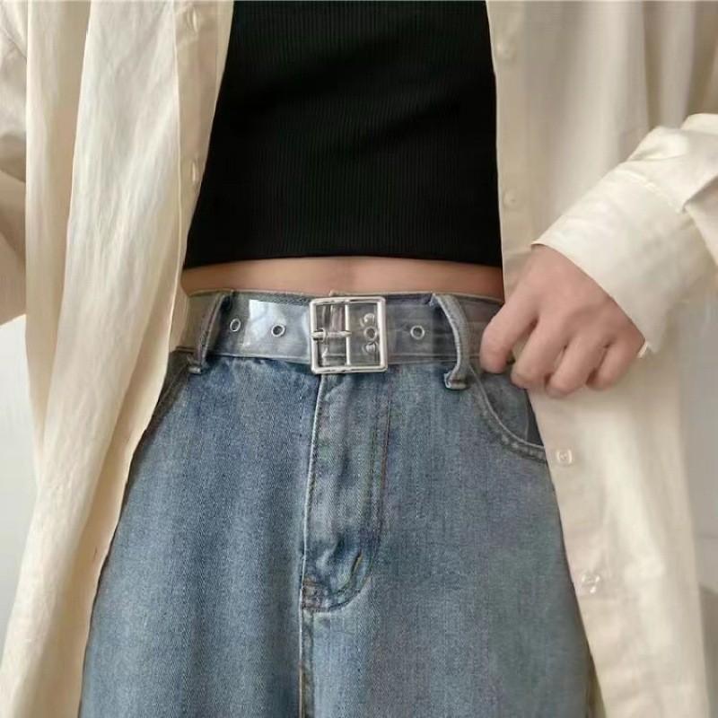 Stylish Transparent Heart Double Row Waist Belt Accessory For Denim Jeans And Outfits With Butterfly Pearl Decoration