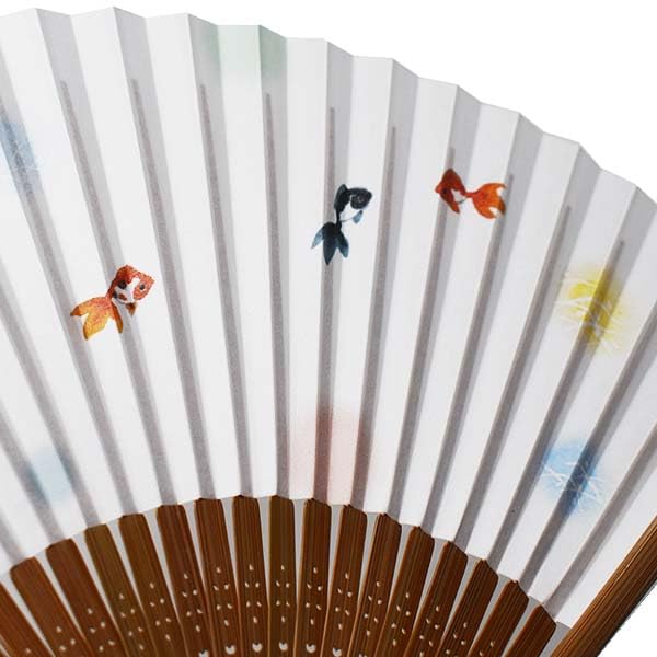 Folding Goldfish Dyed Carved Paper 35 Cm [Koshōdō] Kyoto-style Fan, Design, Frame, Medium-sized Fan, Ribs, Scented, Women's, 19.5