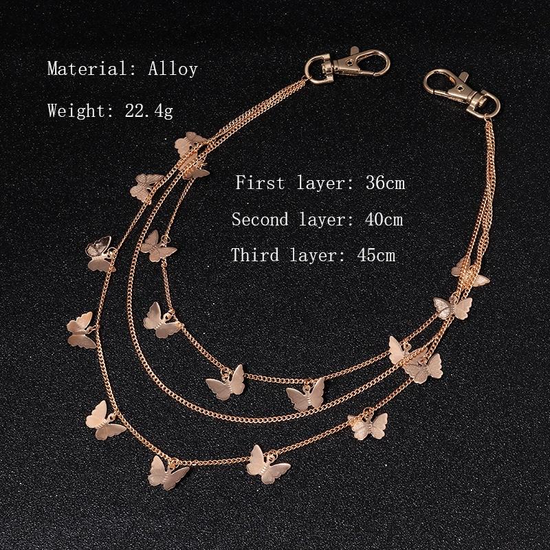 Fashion Punk Street Multi Layer Butterfly HipHop Hook Belt Waist Chain Pants Chain