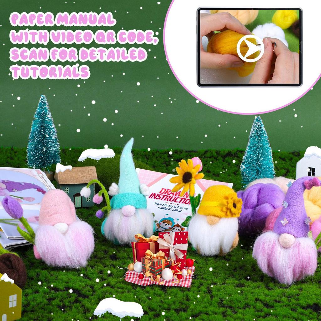 Needle Felt Set Handmade DIY Felting Kits Needle Felt Kits DIY Felts Dolls Set Handcraft Make Tool Needling Felting Kits