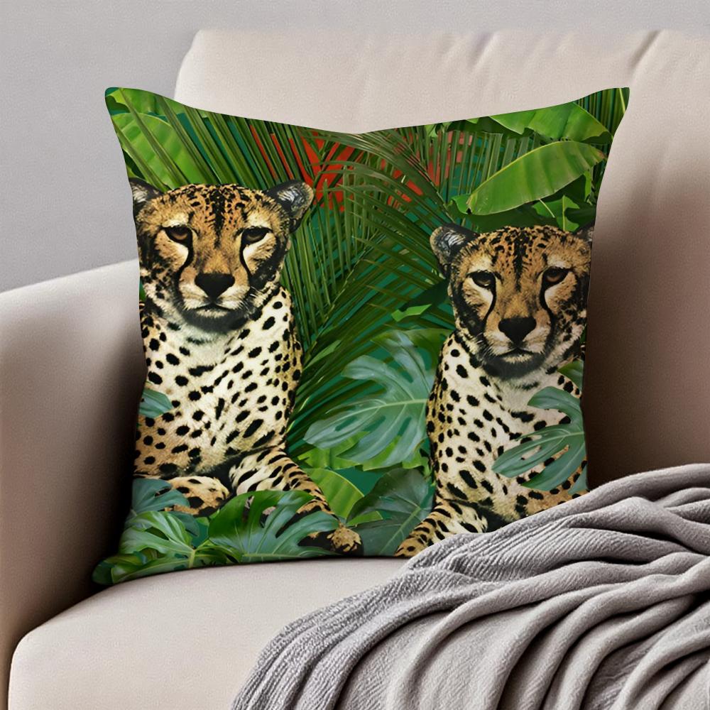 Geometric Animal Leopard Abstract Pattern Art Cushion Cover Pillowcase Antidustmite Invisible Zipper Short Plush Sofa Cushion