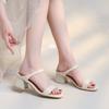 With Skirts To Show Height and Not Tired Feet, Thick Heels, One-word Drag Women's Summer High-heeled Sandals 2025 New Middle-heeled Fairy