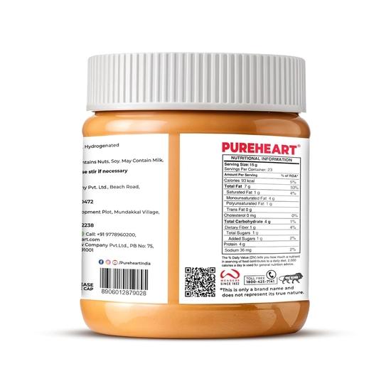 Pureheart Nutbutter Creamy Peanut Butter 350 Gm | Natural & Premium Roasted Peanuts | High Protein, Rich In Fiber | Zero Trans Fats
