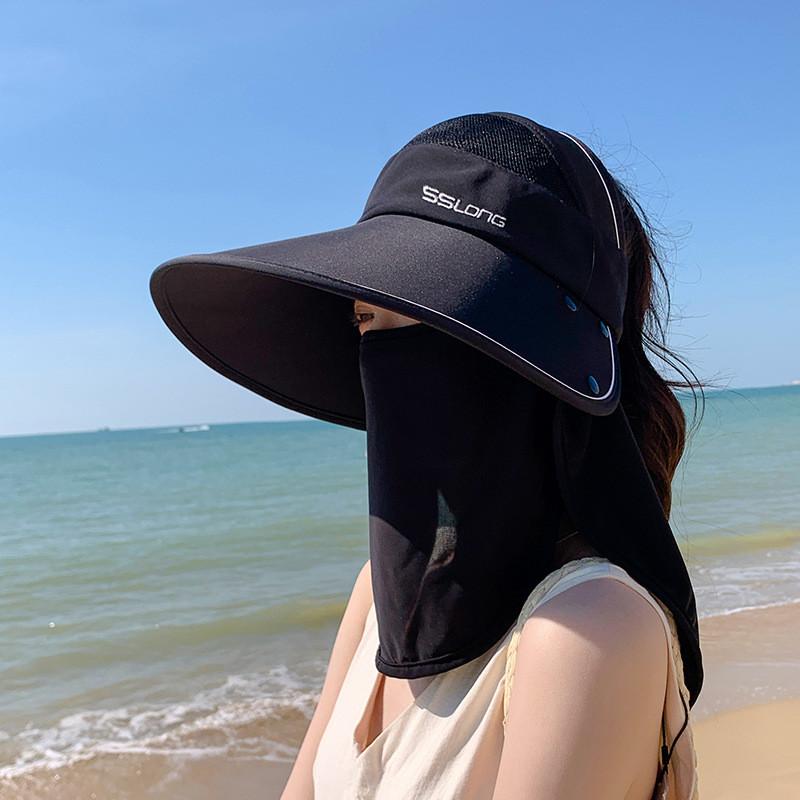 Outdoor Sun Hat For Women With Large Brim And Removable Face Shield Uv Protection Summer Beach Cap