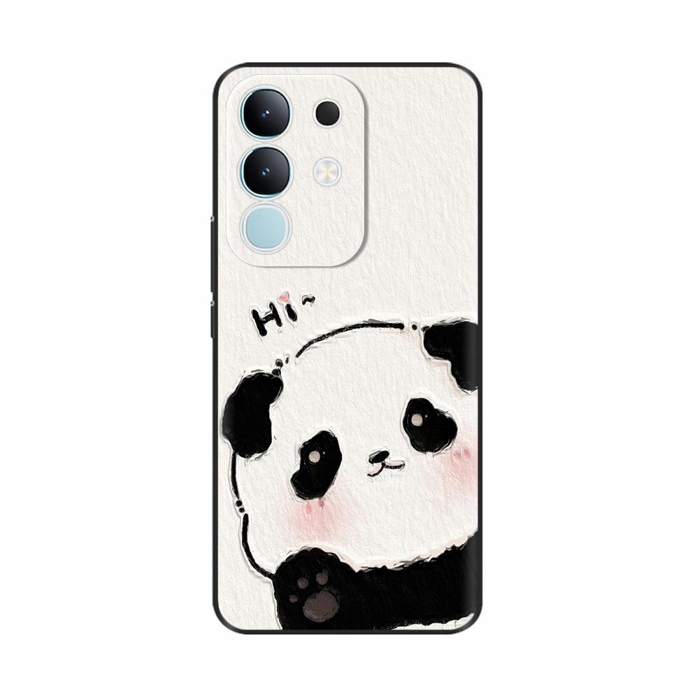Pour Vivo Y29 4G Coque Mignon Panda Silicone Liquide Doux Étuis de Téléphone Pour Vivo Y29 4G Coques Y 29 Fundas Protection Dessin Animé Couverture Arrière